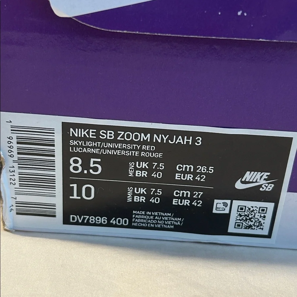 Unisex Nike Zoom Nyjah 3 SB Skylight University Red - DV7896-400 M 8.5/W 10